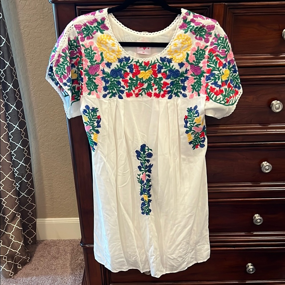 Buddy Love Pink and Blue Embellished Short Sleeve Dress